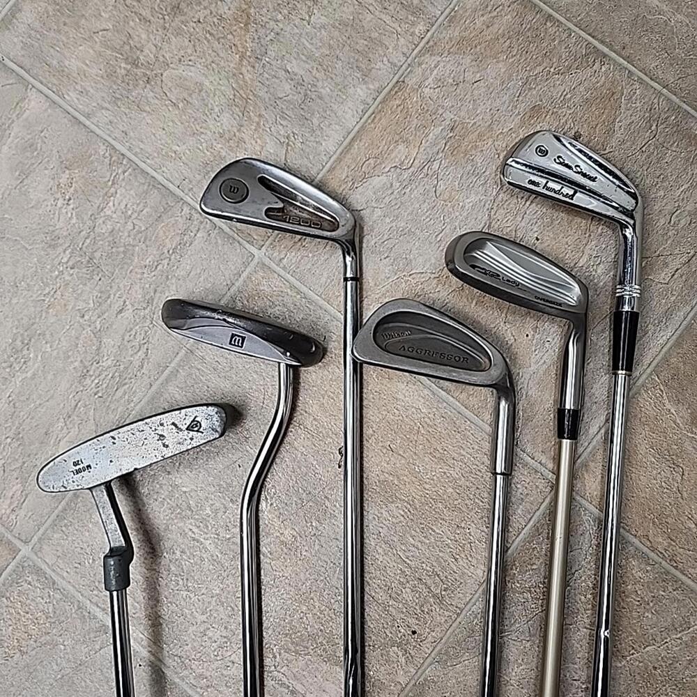Lot of 6 Golf Sticks mixed Wilson and Dunlop Used